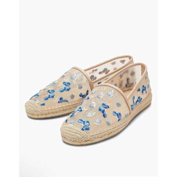 Stuart Weitzman BareItAll Floral-Embroidered Mesh Espadrilles Size 8 $350 - Picture 2 of 12